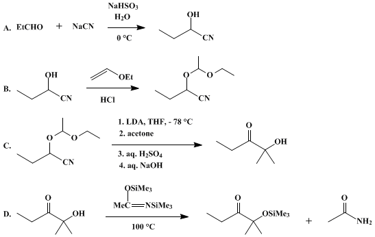 Reaction equation for 2-METHYL-2-(TRIMETHYLSILOXY)PENTAN-3-ONE (3-Pentanone, 2-methyl-2-[(trimethylsilyl)oxy]-)
