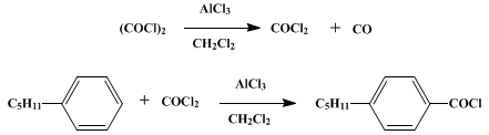 Reaction equation for PREPARATION OF 4-ALKYL-AND 4-HALOBENZOYL CHLORIDES: 4-PENTYLBENZOYL CHLORIDE (Benzoyl chloride, 4-pentyl-)