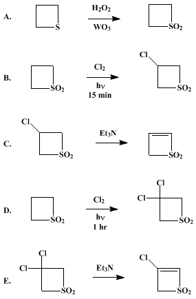 Reaction equation for THIETE 1,1-DIOXIDE AND 3-CHLOROTHIETE 1,1-DIOXIDE (2H-Thiete 1,1-dioxide and 2H-thiete, 3-chloro- 1,1-dioxide)