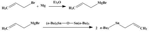 Reaction equation for ALLYLTRIBUTYLTIN (Stannane, tributyl-2-propenyl-)