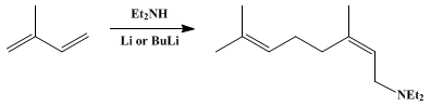 Reaction equation for TELOMERIZATION OF ISOPRENE WITH DIALKYLAMINE: N,N-DIETHYLNERYLAMINE (2,6-Octadien-1-amine, N,N-diethyl-3,7-dimethyl-, (Z)-)