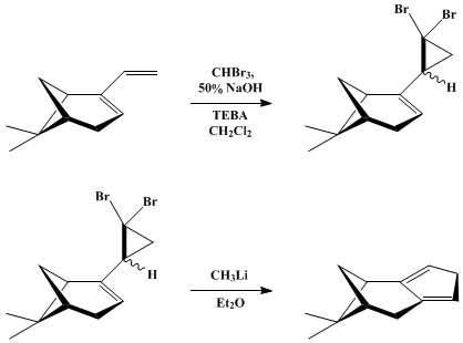 Reaction equation for CYCLOPENTADIENE ANNULATION VIA THE SKATTEBØL REARRANGEMENT: (1R)-9,9-DIMETHYLTRICYCLO-[6.1.1.02,6]DECA-2,5-DIENE