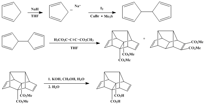 Reaction equation for DOMINO DIELS–ALDER REACTION: 3,3a,3b,4,6a,7a-HEXAHYDRO-3,4,7-METHENO-7H-CYCLOPENTA[a]PENTALENE-7,8-DICARBOXYLIC ACID (3,4,7-Metheno-7H-cyclopenta[a]pentalene-7,8-dicarboxylic acid, 3,3a,3b,4,6a,7a-hexahydro)