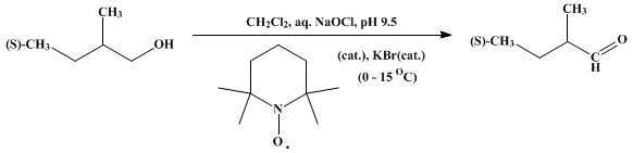 Reaction equation for A GENERAL SYNTHETIC METHOD FOR THE OXIDATION OF PRIMARY ALCOHOLS TO ALDEHYDES: (S)-(+)-2-METHYLBUTANAL (Butanal, 2-methyl-, (S)-)