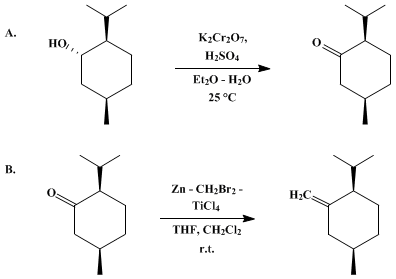 Reaction equation for METHYLENATION OF CARBONYL COMPOUNDS: (+)-3-METHYLENE-cis-p-MENTHANE (Cyclohexane, 4-methyl-2-methylene-1-(1-methylethyl)-, R,R-)