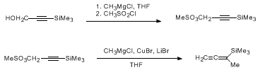 Reaction equation for A GENERAL METHOD FOR THE SYNTHESIS OF ALLENYLSILANES: 1-METHYL-1-(TRIMETHYLSILYL)ALLENE (Silane, trimethyl(1-methyl-1,2-propadienyl)-)