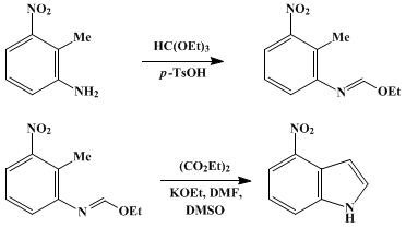 Reaction equation for 4-NITROINDOLE (Indole, 4-nitro-)