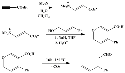 Reaction equation for α-UNSUBSTITUTED γ,δ-UNSATURATED ALDEHYDES BY CLAISEN REARRANGEMENT: 3-PHENYL-4-PENTENAL (Benzenepropanal, β-ethenyl-)