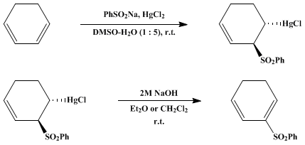 Reaction equation for 2-(PHENYLSULFONYL)-1,3-CYCLOHEXADIENE (Benzene, (1,5-cyclohexadien-1-ylsulfonyl)-)