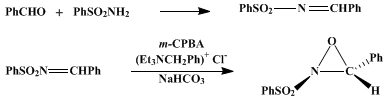 Reaction equation for (±)-trans-2-(PHENYLSULFONYL)-3-PHENYLOXAZIRIDINE (Oxaziridine, 3-phenyl-2-(phenylsulfonyl)-)
