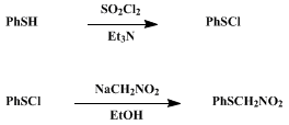 Reaction equation for (PHENYLTHIO)NITROMETHANE (Benzene, [(nitromethyl)thio]-)