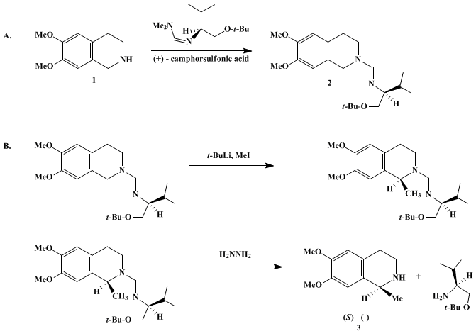 Reaction equation for (−)-SALSOLIDINE (Isoquinoline, 1,2,3,4-tetrahydro-6,7-dimethoxy-1-methyl-, (S)-)