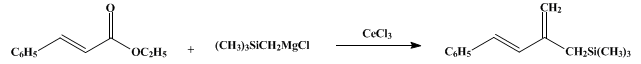 Reaction equation for CONVERSION OF ESTERS TO ALLYLSILANES: TRIMETHYL(2-METHYLENE-4-PHENYL-3-BUTENYL)SILANE (Silane, trimethyl (2-methylene-4-phenyl-3-butenyl)-)