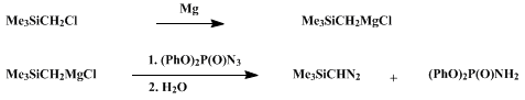 Reaction equation for TRIMETHYLSILYLDIAZOMETHANE (Silane, (diazomethyl)trimethyl-)