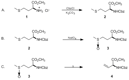 Reaction equation for N-(BENZYLOXYCARBONYL)-L-VINYLGLYCINE METHYL ESTER (3-Butenoic acid, 2-[[(phenylmethoxy)carbonyl]amino]-, methyl ester, (S)-)
