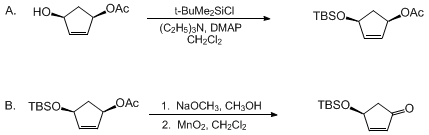 Reaction equation for (4S)-(−)-tert-BUTYLDIMETHYLSILOXY-2-CYCLOPENTEN-1-ONE ((4S)-(−)-tert-Butyldimethylsiloxy-2-cyclopenten-1-one)