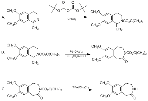 Reaction equation for TETRAHYDRO-3-BENZAZEPIN-2-ONES BY LEAD TETRAACETATE OXIDATION OF ISOQUINOLINE ENAMIDES: 7,8-DIMETHOXY-1,3,4,5-TETRAHYDRO-2H-3-BENZAZEPIN-2-ONE (2H-3-Benzazepin-2-one, 1,3,4,5-tetrahydro-7,8-dimethoxy-)