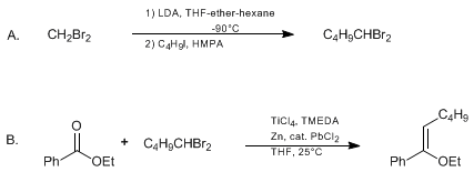 Reaction equation for ALKYLIDENATION OF ESTER CARBONYL GROUPS: (Z)-1-ETHOXY-1-PHENYL-1-HEXENE
