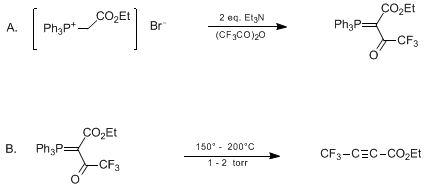 Reaction equation for α-ACETYLENIC ESTERS FROM α-ACYLMETHYLENEPHOSPHORANES: ETHYL 4,4,4-TRIFLUOROTETROLATE (2-Butynoic acid, 4,4,4-trifluoro-, ethyl ester)