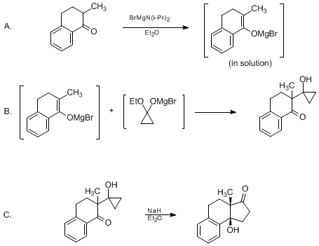 Reaction equation for CYCLOPENTANONE ANNULATION VIA CYCLOPROPANONE DERIVATIVES: (3aβ,9bβ)-1,2,3a,4,5,9b-HEXAHYDRO-9b-HYDROXY-3a-METHYL-3H-BENZ[e]INDEN-3-ONE