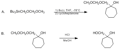 Reaction equation for PREPARATION AND USE OF (METHOXYMETHOXY)METHYLLITHIUM: 1-(HYDROXYMETHYL)CYCLOHEPTANOL (Cycloheptanemethanol, 1-hydroxy-)