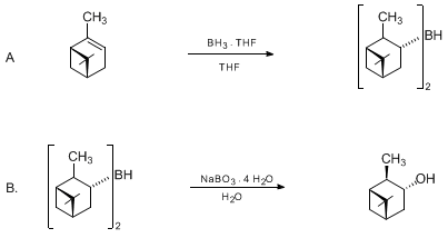 Reaction equation for A SIMPLE AND CONVENIENT METHOD FOR THE OXIDATION OF ORGANOBORANES USING SODIUM PERBORATE: (+)-ISOPINOCAMPHEOL (Bicyclo[3.1.1]heptan-3-ol, 2,6,6-trimethyl-, [1S-(1α,2β,3α,5α)]-)