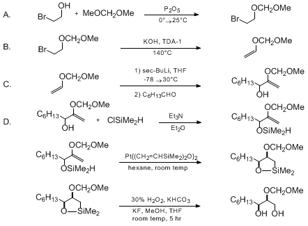 Reaction equation for REGIO- AND STEREOSELECTIVE INTRAMOLECULAR HYDROSILYLATION OF α-HYDROXY ENOL ETHERS: 2,3-syn-2-METHOXYMETHOXY-1,3-NONANEDIOL (1,3-Nonanediol, 2-(methoxymethoxy)-, (R,R)-(±)-)