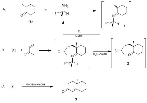 Reaction equation for (R)-(−)-10-METHYL-1(9)-OCTAL-2-ONE (2(3H)-Naphthalenone, 4,4a,5,6,7,8-hexahydro-4a-methyl-, (R)-)