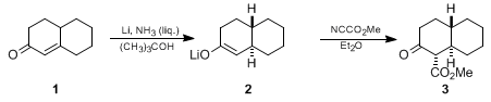Reaction equation for SYNTHESIS OF β-KETO ESTERS BY C-ACYLATION OF PREFORMED ENOLATES WITH METHYL CYANOFORMATE: PREPARATION OF METHYL (1α,4aβ,8aα)-2-OXODECAHYDRO-1-NAPHTHOATE