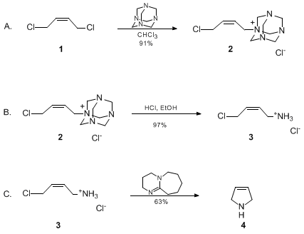 Reaction equation for 3-PYRROLINE (1H-Pyrrole, 2,5-dihydro-)
