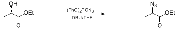 Reaction equation for ETHYL (R)-2-AZIDOPROPIONATE (Propanoic acid, 2-azido-, ethyl ester, (R)-)