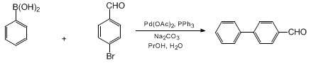 Reaction equation for SYNTHESIS OF UNSYMMETRICAL BIARYLS USING A MODIFIED SUZUKI CROSS-COUPLING: 4-BIPHENYLCARBOXALDEHYDE ([1,1'-Biphenyl]-4-carboxaldehyde)