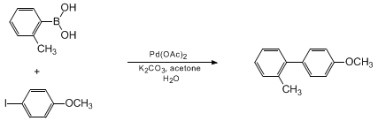 Reaction equation for ACCELERATED SUZUKI COUPLING VIA A LIGANDLESS PALLADIUM CATALYST: 4-METHOXY-2'-METHYLBIPHENYL (1,1'-Biphenyl, 4'-methoxy-2-methyl-)