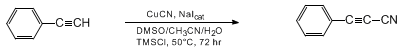 Reaction equation for PREPARATION OF CYANOALKYNES: 3-PHENYL-2-PROPYNENITRILE (2-Propynenitrile, 3-phenyl-)