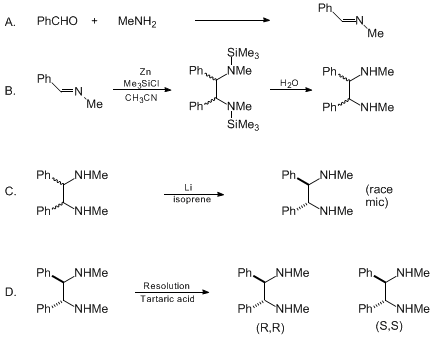 Reaction equation for (R,R)- AND (S,S)-N,N'-DIMETHYL-1,2-DIPHENYLETHYLENE-1,2-DIAMINE (1,2-Ethanediamine, N,N'-dimethyl-1,2-diphenyl-, [R-(R,R)]- and [S-(R,R)-])