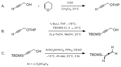 Reaction equation for (tert-BUTYLDIMETHYLSILYL)ALLENE (Silane, (1,1-dimethylethyl)dimethyl-1,2-propadienyl-)