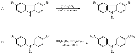 Reaction equation for 9-ETHYL-3,6-DIMETHYLCARBAZOLE (DMECZ) (9H-Carbazole, 9-ethyl-3,6-dimethyl-)