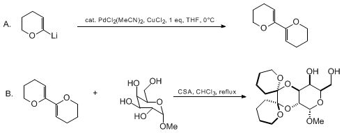 Reaction equation for METHYL 2,3-O-(6,6'-OCTAHYDRO-6,6'-BI-2H-PYRAN-2,2'-DIYL)-α-D-GALACTOPYRANOSIDE (α-D-Galactopyranoside, methyl, 2,3-O-(octahydro[2,2'-bi-2H-pyran]-2,2'-diyl-, [2(2R,2'R)-])