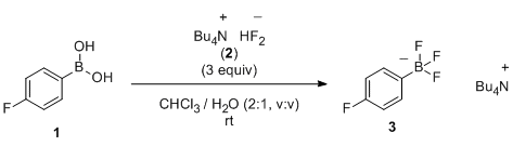 Reaction equation for Preparation of Tetrabutylammonium(4-Fluorophenyl)trifluoroborate