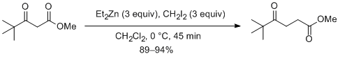 Reaction equation for Discussion Addendum for: Formation of γ-Keto Esters from β-Keto Esters: Methyl 5,5-dimethyl-4-oxohexanoate